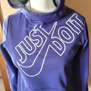 Nike Youth XL Purple Just Do It Spell Out Kangaroo Pocket Athletic Fit Hoodie